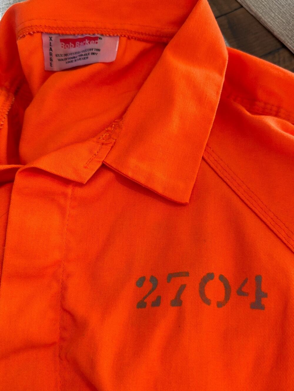 Authentic Bob Barker Prison Inmate Jumpsuit Orange Movie Prop Wardrobe XL #2704